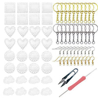 Seasonsky - Juego de 74 piezas de lona de malla de plástico transparente, 32 piezas pequeñas de lona de plástico, pendientes de lona en blanco con gancho para la oreja, llavero para proyectos de punto y ganchillo, redondo, cuadrado, nubes, forma de corazó - Arteztik
