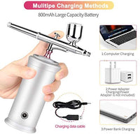 Kit de aerógrafo de mano, mini compresor de aire portátil pistola de pulverización de una sola acción USB recargable juego de aerógrafo para maquillaje, decoración de tartas, arte de decoración de uñas, pintura de tatuajes de manicura - Arteztik
