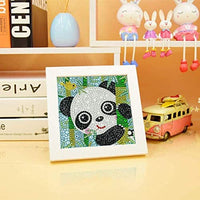 LAN WHALE Easy 5D Kit de pintura de diamante para niños, kit completo de pintura por número con marco de madera - Panda 6 x 6 pulgadas (rosa) - Arteztik
