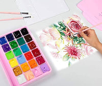 HIMI Gouache - Juego de 24 pinturas no tóxicas de colores vibrantes con paleta de pinceles, portátil para artistas, pintura sobre lienzo, papel de acuarela, pigmento rico, 1.0 fl oz/taza - Arteztik
