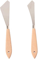 YalansmaiP - Juego de 2 cuchillos de pintura de acero inoxidable con mango de madera y hoja de acero, accesorios para pintura al óleo para arte y pintura - Arteztik
