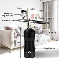 COSSCCI Upgraded Airbrush Kit, Portable Auto Mini Air Brush Gun with Compressor Kit Quiet Air Brush Painting Kits for Cake Decorating Makeup Art Nail Model Painting Tattoo Manicure (Black) - Arteztik
