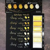 Kuretake GANSAI TAMBI Acuarela Estrellada, Perla, GEM 6 Colores Triple Pack, Oro, Plata, mica, Creamy-Smooth, Artesanía, Calidad Profesional de Tinta de Pigmento para Artistas y Artesanía, Certificado AP, - Arteztik
