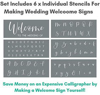 Plantillas de boda – Juego de 6 plantillas de alfabeto reutilizables para hacer decoraciones de boda personalizadas, plantillas de letras de boda fáciles en una fuente moderna de plantilla de guión - Arteztik
