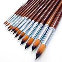 Juego de 13 pinceles de acuarela para artistas, punta redonda, suave, antidesprendimiento, mango largo de madera de nailon, pincel de pintura para acuarela, acrílico, tinta, gouache, aceite, tempera, pintura por números - Arteztik
