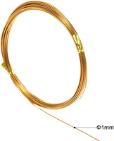 Uxcell Alambre de aluminio de 32.5 pies de diámetro de 0.039 in de alambre de metal flexible tono dorado para manualidades - Arteztik

