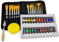 VisuartPRO Juego de pinceles de pintura acrílica con 15 pinceles de artista de primera calidad y 24 colores de pintura acrílica, kit definitivo para lienzo, madera, cerámica, tela (juego de pintura acrílica) - Arteztik
