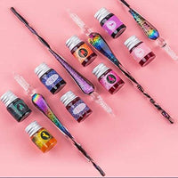 YOLAKIS Bolígrafo de caligrafía de vidrio y tinta, pluma de inmersión de vidrio Set con tinta de caligrafía 12 polvo de colores de vidrio para dibujo de escritura de arte - Arteztik
