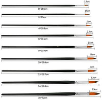 Marrywindix set de 9 pinceles de cabello de pony de punta redonda, set de pinceles para pintura al óleo, color negro - Arteztik
