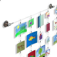 Exhibidor colgante para pared con cable de acero y barra, organizador para proyectos de arte de niños y artesanías, con clips - Arteztik

