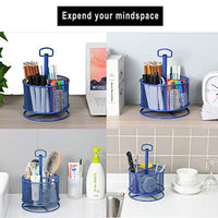 Marbrasse organizador de escritorio de malla, rotación de 360 grados, soporte multifuncional para bolígrafos, 4 compartimentos, organizador de escritorio estático, caja de almacenamiento para suministros de arte para el hogar o la oficina - Arteztik

