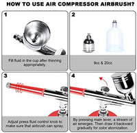 COSSCCI Upgraded Airbrush Kit, Portable Auto Mini Air Brush Gun with Compressor Kit Quiet Air Brush Painting Kits for Cake Decorating Makeup Art Nail Model Painting Tattoo Manicure (Black) - Arteztik
