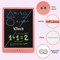 Derabika - Tablet para dibujar y escribir con pantalla LCD colorida de 10 pulgadas, borrable, para regalo de cumpleaños de niños de 3 a 7 años de edad, pizarra de garabatos, juguetes didácticos - Arteztik
