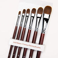Juego de pinceles para artistas de pelo rojo y puro, para pintura acrílica de acuarela, mango de madera, 6 unidades - Arteztik
