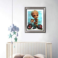 Betionol - Kit de pintura de diamantes 5D para niños y adultos, kit de pintura de diamantes de imitación de cristal de perforación completa por números con el tema de Babby Groot, 12 x 16 pulgadas - Arteztik
