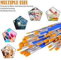 Juego de pinceles de pintura para artistas, pinceles planos de nailon, para óleo, acuarela, arte, modelos, pintura de uñas, pintura de roca, kits de pinceles para profesionales y niños, 30 unidades, color azul - Arteztik
