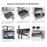 DTK Carrito de 3 niveles con cubierta para almacenamiento, carrito de almacenamiento con asa y ruedas de bloqueo, carrito de cocina con 2 cestas pequeñas y 4 ganchos para baño, oficina, balcón, sala de estar (negro) - Arteztik
