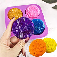 Palksky - Molde de silicona con 4 cavidades para jabón de flores, para bomba, cera de abejas, barras de loción - Arteztik
