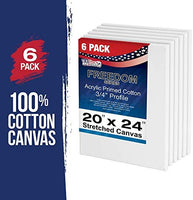 U.S. Art Supply 20 x 24 pulgadas lienzo estirado, 12 onzas, imprimado, paquete de 6 unidades, color blanco profesional de 0.7 in, peso pesado, sin ácidos gesos, pintura acrílica, pintura al óleo, 3 - pack, paquete de de 3 - Arteztik
