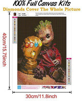 Betionol - Kit de pintura de diamantes 5D para niños y adultos, kit de pintura de diamantes de imitación de cristal de perforación completa por números con el tema de Babby Groot, 12 x 16 pulgadas - Arteztik
