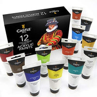 Castle Art Supplies - Juego de pintura acrílica - 12 tubos grandes de 75 ml para artistas o estudiantes - Arteztik
