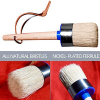 Cepillo de pintura de tiza y cera, para muebles, pintura profesional grande redonda hecha a mano con todas las cerdas naturales - Arteztik
