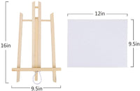 Jekkis - Caballete de 4 paquetes con juegos de lienzo, lienzo de 12.0 x 9.5 in y caballete de madera de 16.0 x 9.5 in, juego de pintura para mesa para niños y adultos - Arteztik
