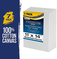 US Art Supply, Lienzo Extendido Libre de Ácidos, Alta Calidad, de 11 x 14 Pulgadas, Paquete de 7, 3/4 Imprimaciones con Gesso (Paquete de 7 Lienzos de Alta Calidad) - Arteztik
