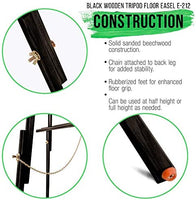 U.S. Art Supply - Caballete de madera Torrey negro de 63.8 in de alto, con marco en A, para estudio de artista, altura de la bandeja ajustable, tiene capacidad para lienzo de 39.8 in – soporte de exhibición de madera para cuadros dibujos enmarcados fotos, - Arteztik

