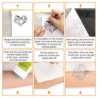 50 piezas de papel de transferencia de tatuaje con 5 piezas de papel de rastro de tatuaje con 5 piezas para tatuaje a la piel, tamaño A4 - Arteztik
