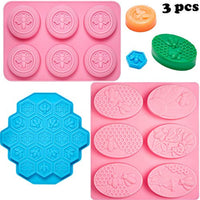 3 moldes de silicona con forma de panal de abeja, redondos, de silicona, para hacer jabones de chocolate, tartas, gelatina, caramelos - Arteztik
