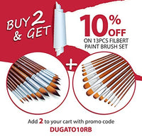 DUGATO Artist Filbert Juego de 13 pinceles de pintura, suave, antidesprendimiento, de nailon, mango largo, para pintura acrílica de acuarela, pintura de gouache por números (13 piezas) - Arteztik
