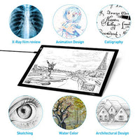 Icetek - Caja de luz LED ultradelgada y portátil A4, cable de alimentación USB, intensidad regulable, luz LED para dibujo, boceto, animación Visualización de rayos X - Arteztik
