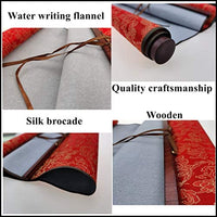 Ellkee - Papel de agua de tela mágica china reutilizable con 1 cepillo de bambú y 1 envoltorio para bolígrafos, juego de caligrafía china práctica para principiantes, escritura gruesa con desplazamiento (4 artículos) - Arteztik
