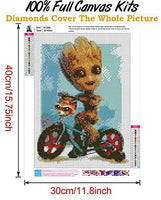 Betionol - Kit de pintura de diamantes 5D para niños y adultos, kit de pintura de diamantes de imitación de cristal de perforación completa por números con el tema de Babby Groot, 12 x 16 pulgadas - Arteztik
