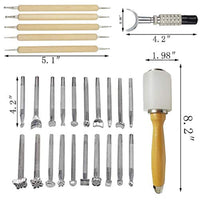 BANYOUR 20 unids cuero estampado herramienta cuero tallado trabajo silla hacer herramientas DIY cuero artesanía sellos conjunto DIY martillo cuchillo giratorio - Arteztik
