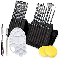Adkwse - Juego de pinceles para pintura acrílica y acuarela, incluye estuche de transporte con 1 bandeja de pintura, 2 cuchillos de paleta y 2 esponjas - Arteztik
