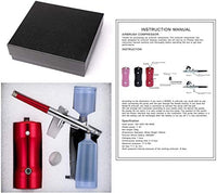 Kit de aerógrafo, aerógrafo inalámbrico de una sola acción recargable mini compresor de aire (rojo) - Arteztik
