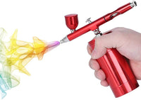 Portable Air-Brush Kit with Compressor - Air-Brush Paint Gun Kit - Cordless Airbrush Compressor, USB Rechargeable - Airbrush for Cake Decorating, Cookie, Models, Painting, Nail, Shoe, Clothing (Red) - Arteztik
