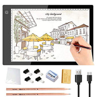 A4 LED de la placa de copiado de la placa de luz, cable de alimentación USB de rastreo de la mesa de la luz de la mesa ultra delgada A4 de la placa de copia, pantalla de dibujo, brillo ajustable con accesorios - Arteztik
