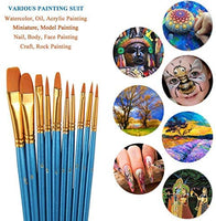 Suproot Juego de pinceles de pintura, 10 pinceles planos para acuarela, aceite, pintura acrílica y manualidades, uñas, pintura facial (cepillo azul) (negro) - Arteztik
