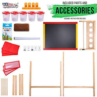 U.S. Art Supply - Caballete de pintura y dibujo para niños, doble cara, con pizarra, borrado en seco, rollo de papel, 3 compartimentos de almacenamiento, 5 tazas sin pastilla, tiza – Los niños escriben divertidos - Arteztik
