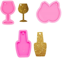 Juego de 3 moldes de resina para llaveros, botellas, copas, gatitos, moldes epoxi, moldes de resina y silicona para fundición - Arteztik
