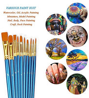 Juego de pinceles de pintura acrílica, 10 unidades de pinceles redondos de nailon, punta fina, pinceles de pintura en miniatura para pintura acrílica de acuarela, pintura al óleo, pintura de uñas, modelo de uñas, manualidades, arte de roca, kits profesion - Arteztik
