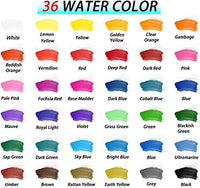 Sethruki Juego de pintura para acuarela, 36 colores vivos en caja de bolsillo con 2 pinceles de acuarela, 1 paleta de colores de acuarela para estudiantes, niños, principiantes - Arteztik
