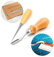Yang Yao - Kit de herramientas de punzonado de cuero, 18 piezas de costura de trabajo de costura de trabajo de costura de la silla de montar Groover de cuero artesanía DIY herramienta - Arteztik
