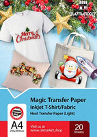 Raimarket Premium Papel de transferencia de calor para tela ligera o blanca | 20 hojas imprimibles | 8.5 x 11 pulgadas | Transferencias de camisetas térmicas DIY - Arteztik
