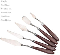 GOCTOS - Juego de 5 cuchillos para pintura, para acuarela, aceite, acrílico, manualidades, roca, pintura facial, herramientas básicas de pintura con hoja de acero inoxidable y asas de madera - Arteztik
