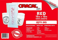 (5), (10), (20), (25), (30), (40) o (50) hojas de 12.0 x 12.0 in – Oracal 651 Vinilo adhesivo rojo para manualidades para críquit, silueta, camafeo, cortadores de manualidades, impresoras y calcomanías – Acabado brillante - Arteztik
