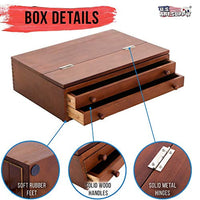 US Art Supply - Caja de almacenamiento de madera ajustable con 2 cajones con caballete de dibujo sólido plegable - Arteztik
